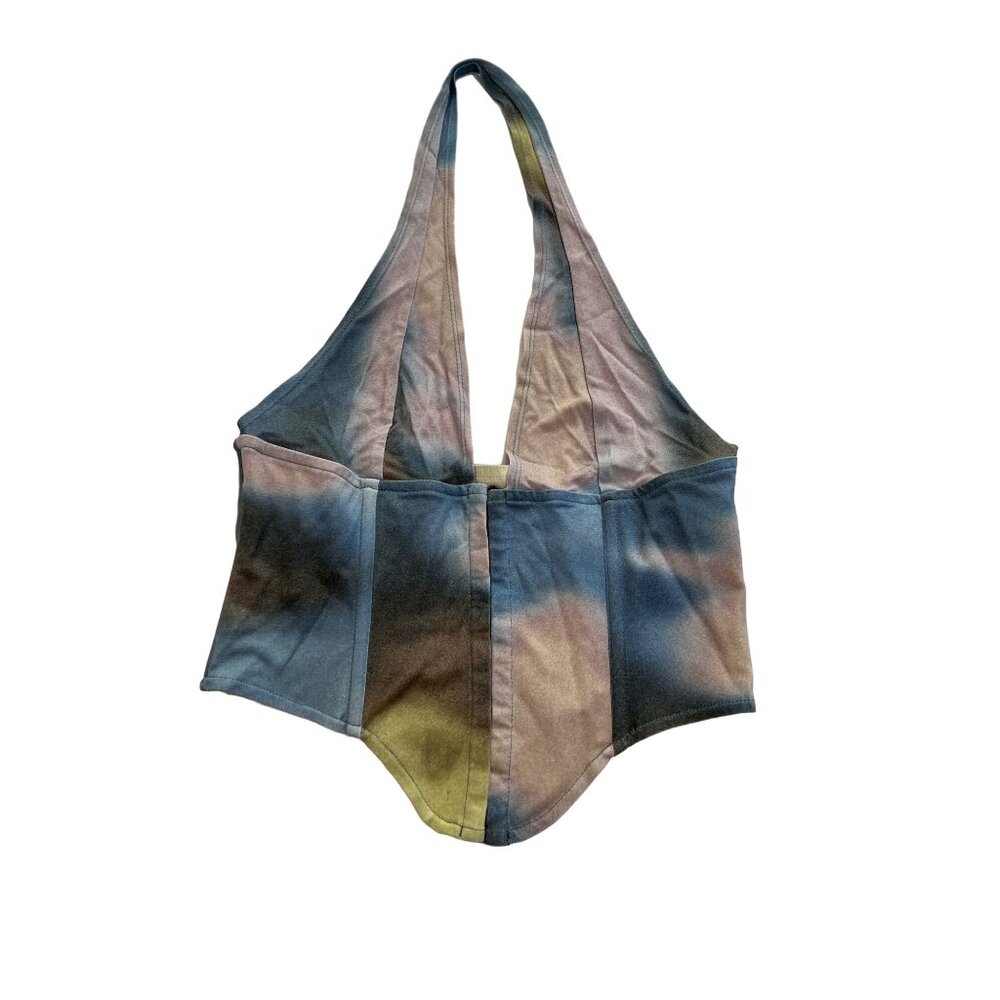 Miaou Multicolor Halter Corset Top in Blue, Pink, Olive